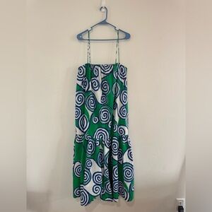 Rhode Alby‎ Lagoon Green and White Spiral Pattern Dress Women’s Sz M/L NWT